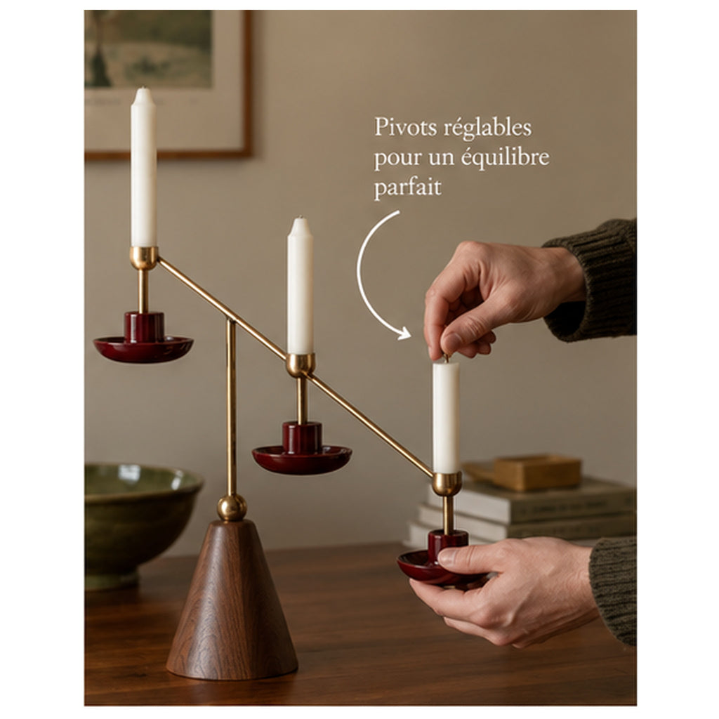 Bougeoir Balancier Trois Flammes — Centre de table articulé