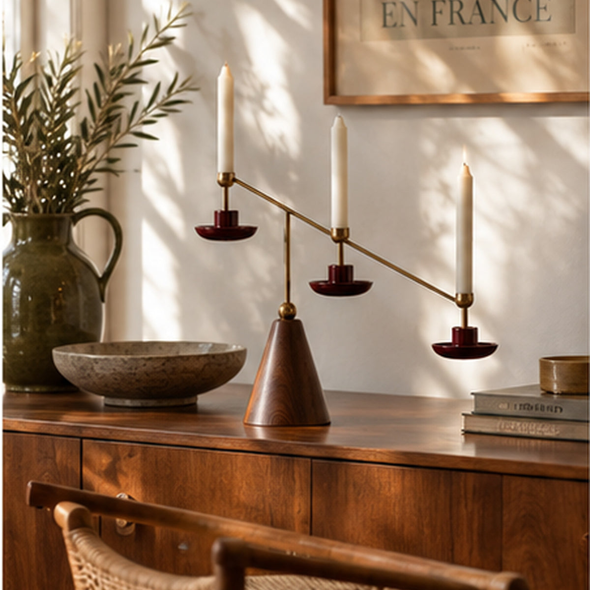 Bougeoir Balancier Trois Flammes — Centre de table articulé