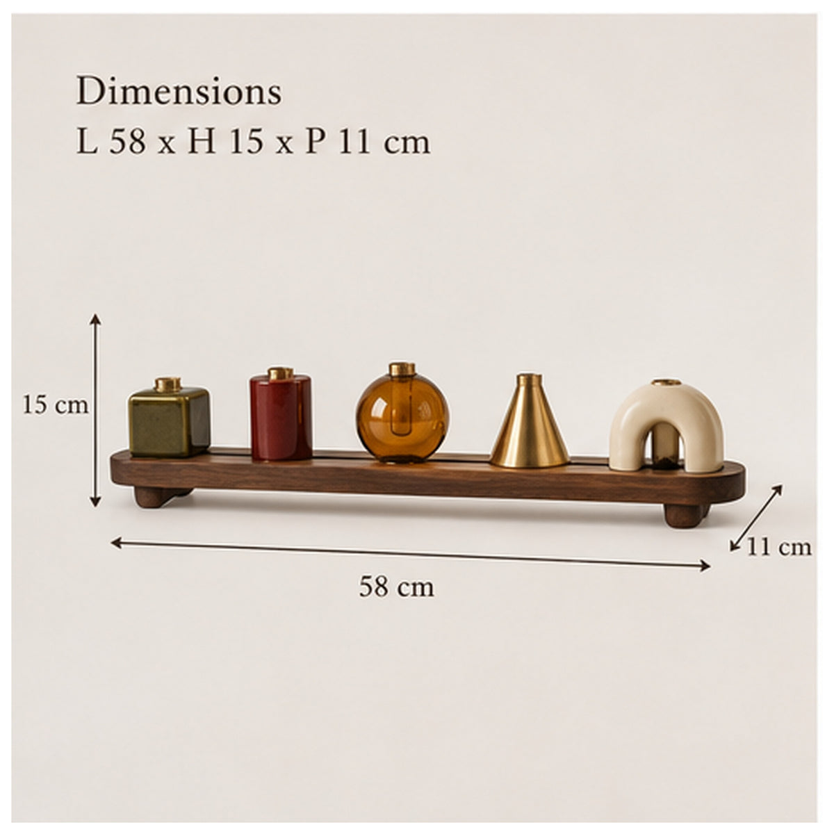 Bougeoir Domino Rail — Composition modulable à cinq porte-bougies