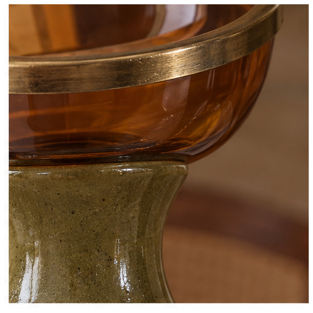 Bougeoir Sablier Double — Bougeoir réversible en verre ambré