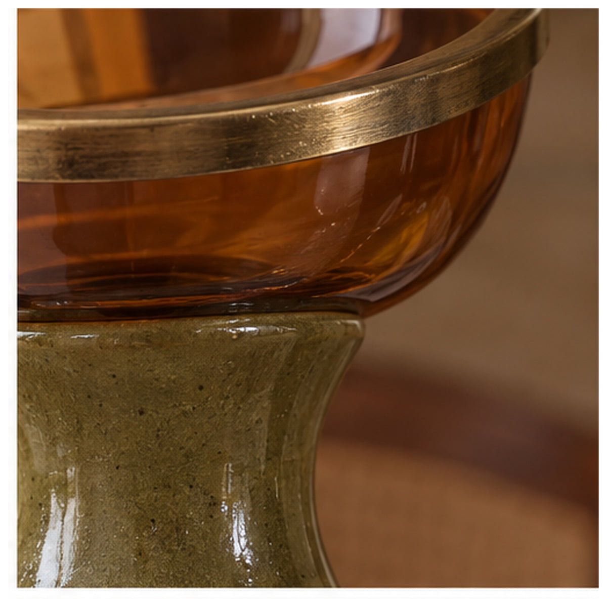 Bougeoir Sablier Double — Bougeoir réversible en verre ambré