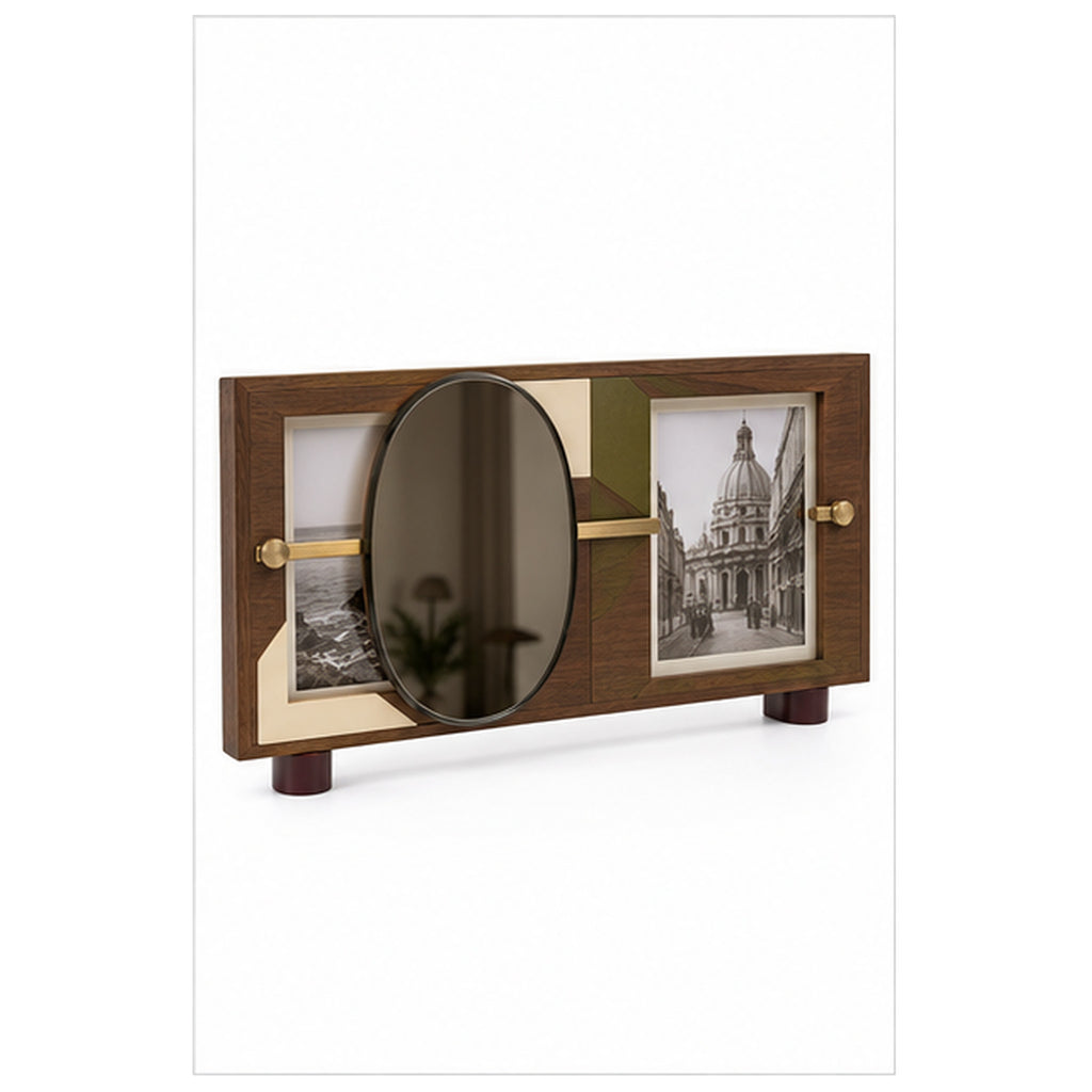 Cadre Miroir Décalé — Cadre double avec miroir fumé coulissant