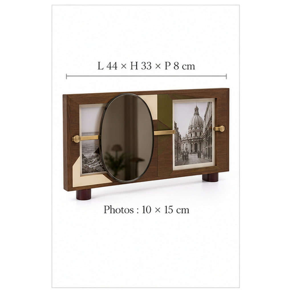 Cadre Miroir Décalé — Cadre double avec miroir fumé coulissant