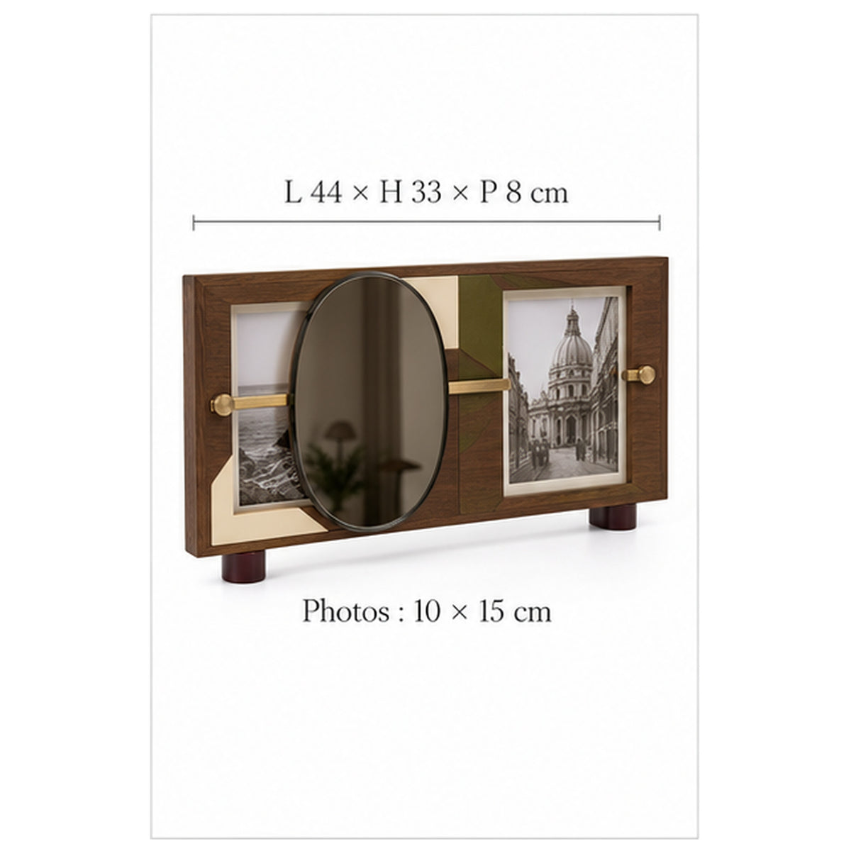 Cadre Miroir Décalé — Cadre double avec miroir fumé coulissant
