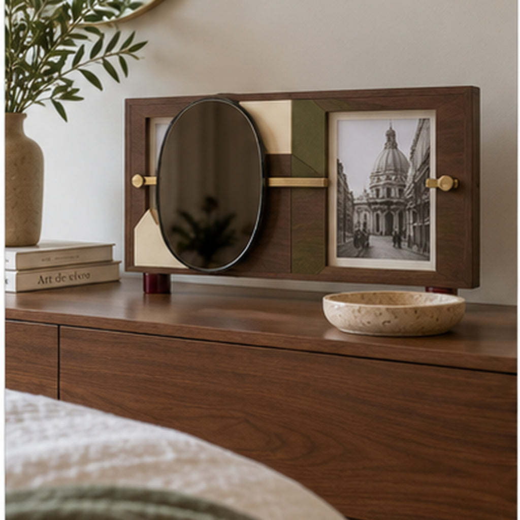 Cadre Miroir Décalé — Cadre double avec miroir fumé coulissant